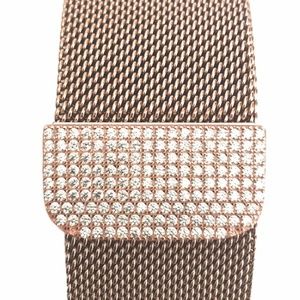 Bling Zirconia Rose Gold Magnetic Mesh Band Wristband Strap Apple Watch